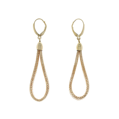 18K Yellow Gold Woven Mesh Drop Earrings Modaselle