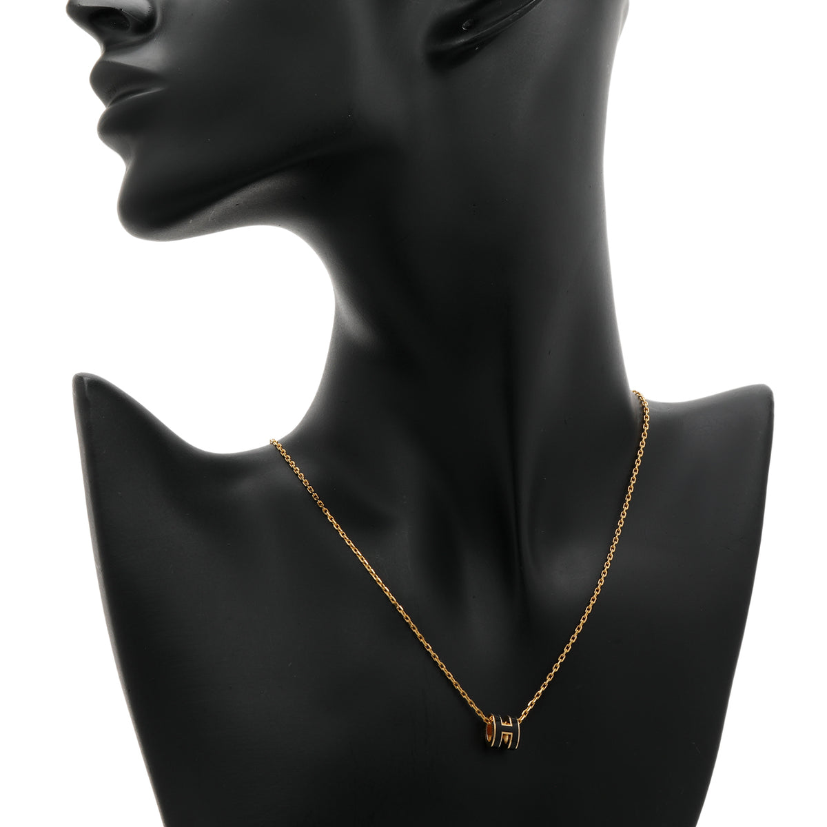 Hermes Black Lacquer Mini Pop H Pendant Necklace Designer Jewellery Hermes