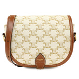 Celine White Triomphe Canvas Medium Falco Bag