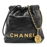 Chanel Black Shiny Calfskin Quilted Mini Chanel 22 Handbags Chanel