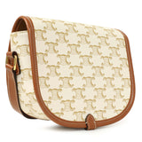 Celine White Triomphe Canvas Medium Falco Bag