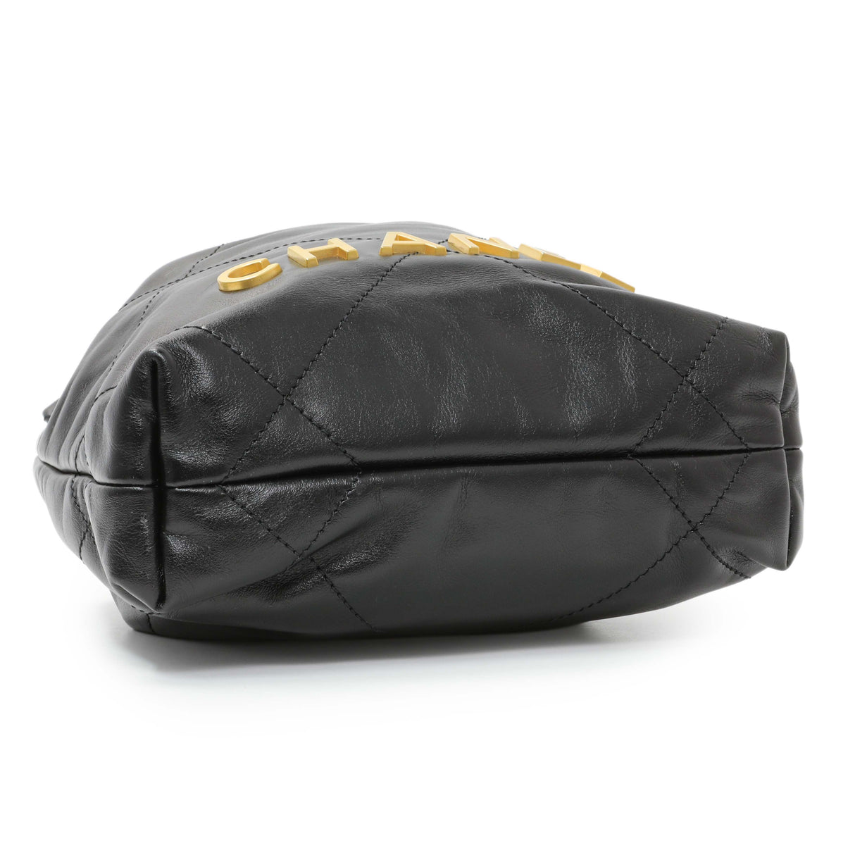 Chanel Black Shiny Calfskin Quilted Mini Chanel 22 Handbags Chanel