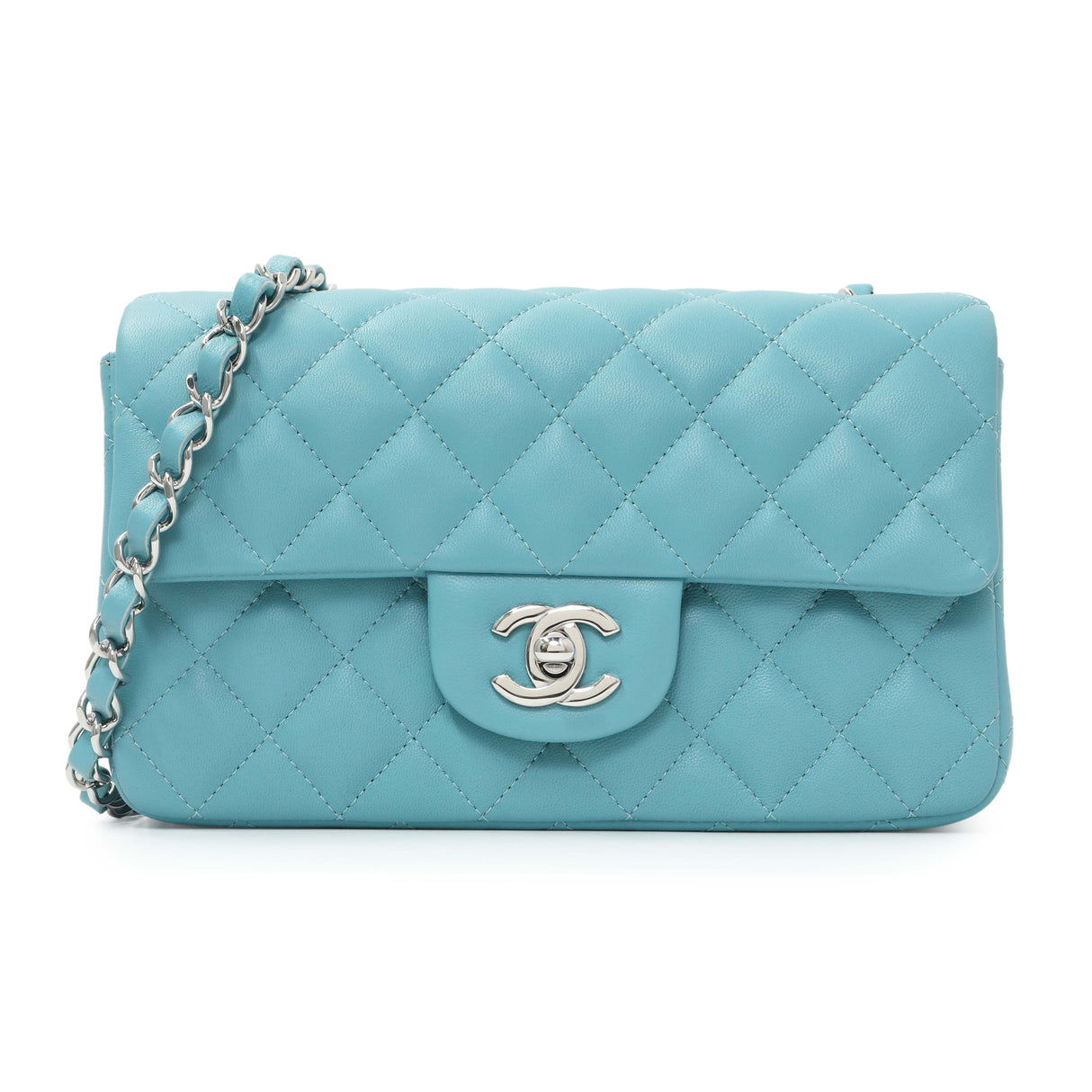 Chanel Blue Quilted Lambskin Mini Rectangular Flap Handbags Chanel
