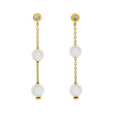Mikimoto 18K Yellow Gold Diamond Pearls in Motion Earrings Designer Jewellery Mikimoto