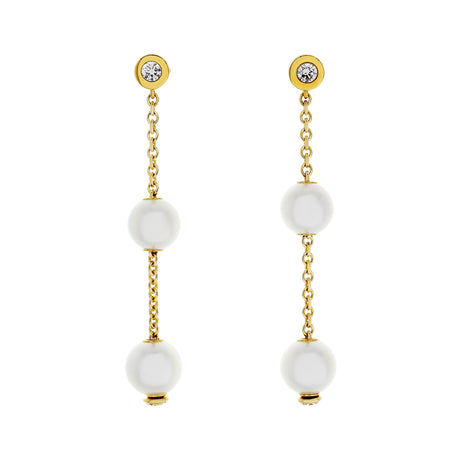 Mikimoto 18K Yellow Gold Diamond Pearls in Motion Earrings Designer Jewellery Mikimoto