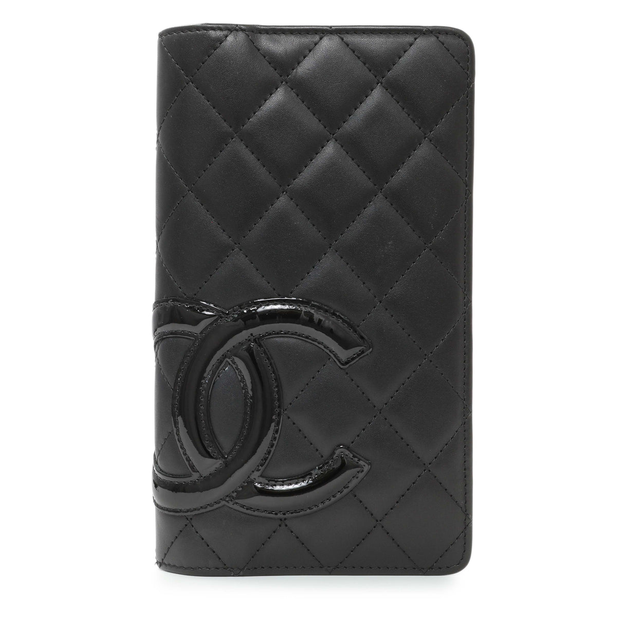 Chanel Black Calfskin Quilted Cambon Yen Wallet Accessories Chanel
