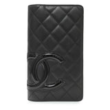 Chanel Black Calfskin Quilted Cambon Yen Wallet Accessories Chanel