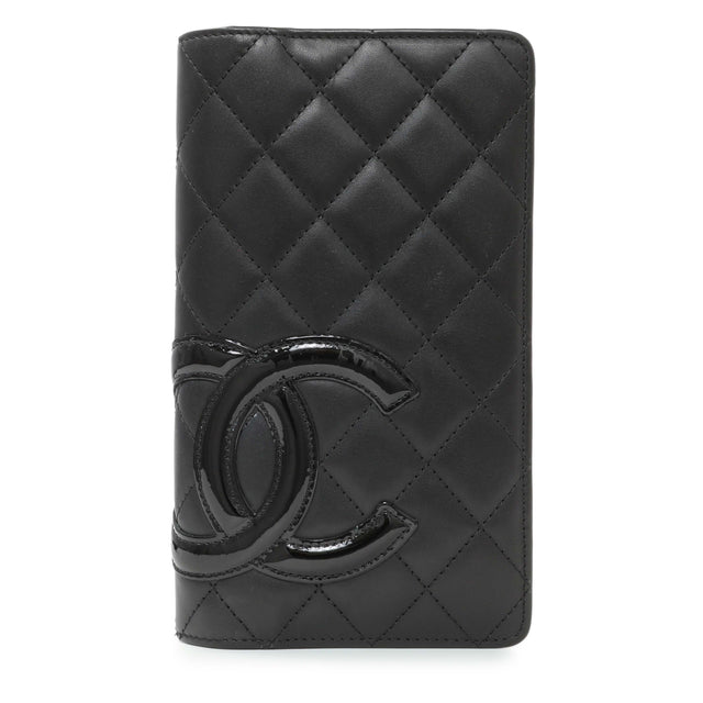 Chanel Black Calfskin Quilted Cambon Yen Wallet Accessories Chanel
