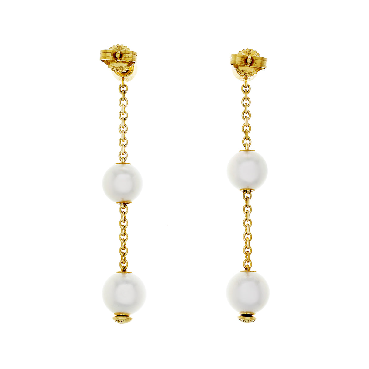 Mikimoto 18K Yellow Gold Diamond Pearls in Motion Earrings Designer Jewellery Mikimoto