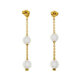 Mikimoto 18K Yellow Gold Diamond Pearls in Motion Earrings Designer Jewellery Mikimoto