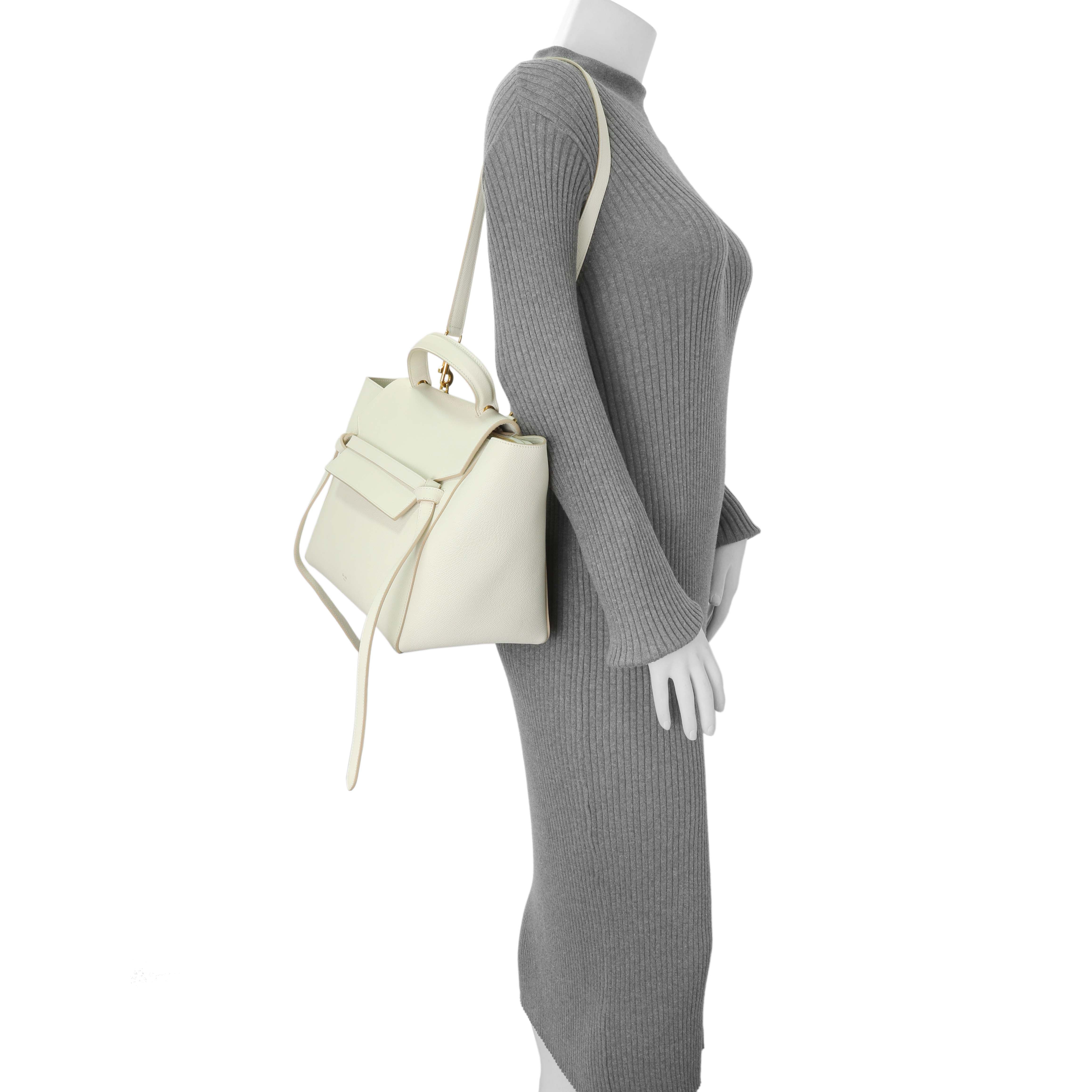 Celine White Grained Calfskin Mini Belt Bag – Modaselle