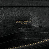 Saint Laurent Black Lambskin Diamond Quilted Becky Chain Wallet