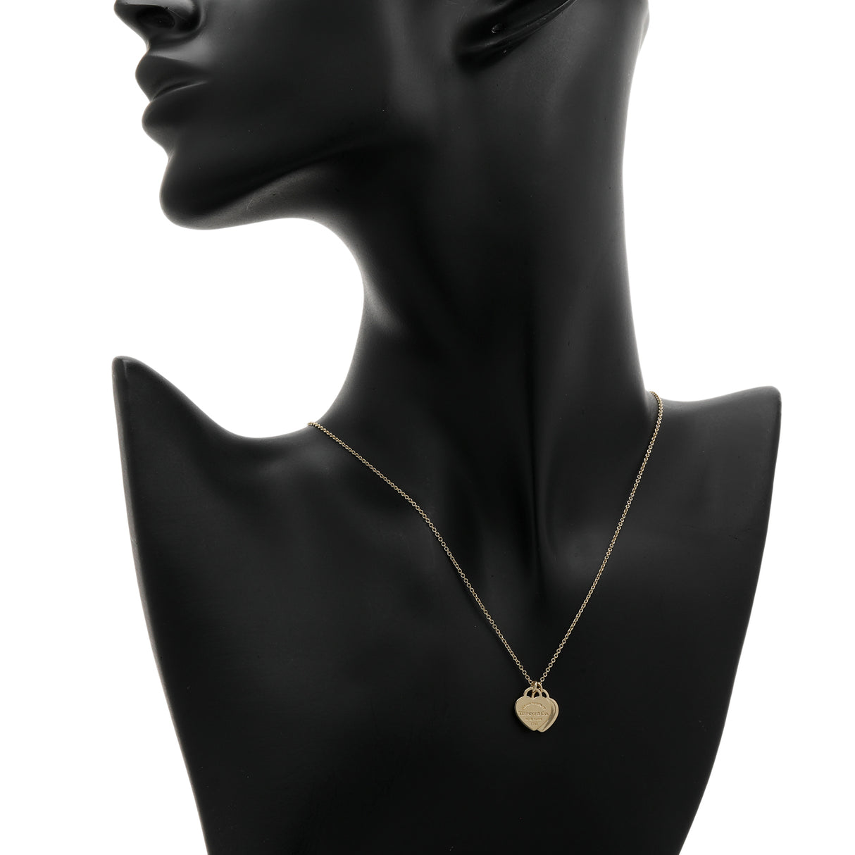 Tiffany & Co. 18K Yellow Gold Mini Double Heart Tag Pendant Designer Jewellery Tiffany and Co