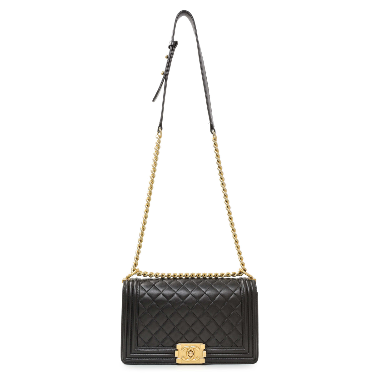 Chanel Black Quilted Lambskin Medium Boy Flap Handbags Chanel