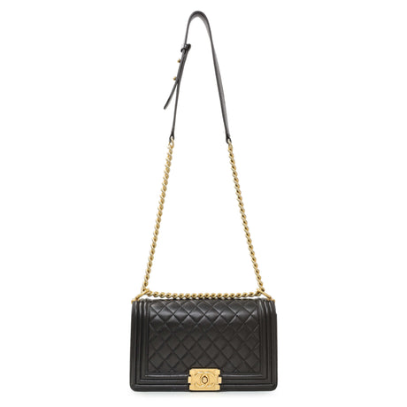 Chanel Black Quilted Lambskin Medium Boy Flap Handbags Chanel