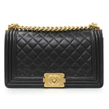 Chanel Black Quilted Lambskin Medium Boy Flap Handbags Chanel
