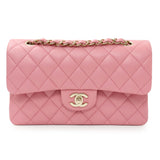 Chanel Pink Quilted Lambskin Small Double Flap Handbags Chanel