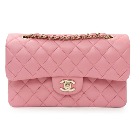 Chanel Pink Quilted Lambskin Small Double Flap Handbags Chanel