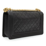Chanel Black Quilted Lambskin Medium Boy Flap Handbags Chanel