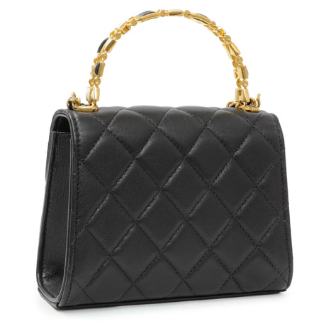 Chanel Black Lambskin Enamel Quilted Top Handle Flap Handbags Chanel