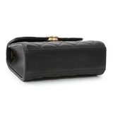Chanel Black Lambskin Enamel Quilted Top Handle Flap Handbags Chanel