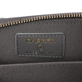 Chanel Grey Quilted Lambskin 19 Vertical Zip Card Holder Wallet