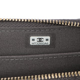 Chanel Grey Quilted Lambskin 19 Vertical Zip Card Holder Wallet