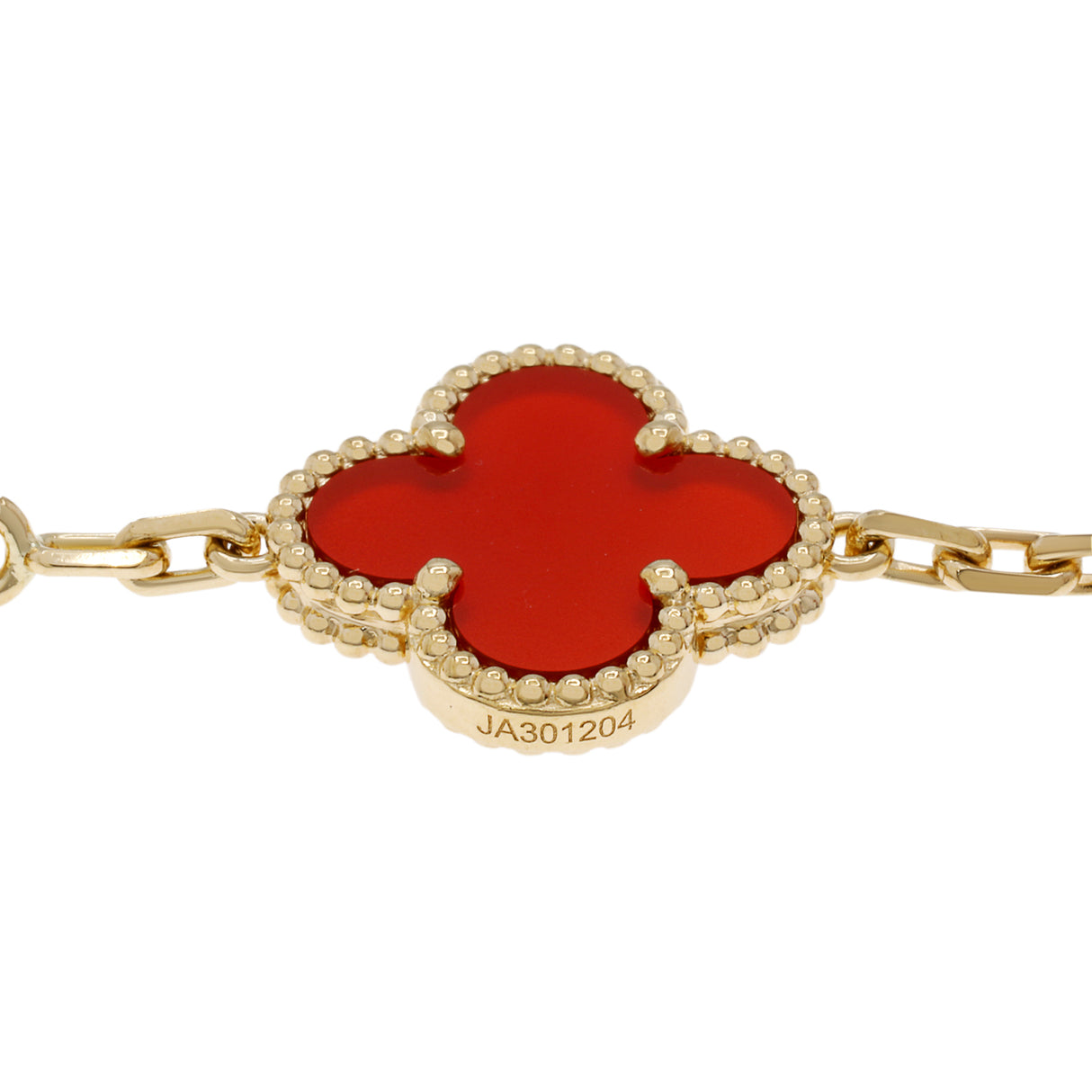 Van Cleef & Arpels 18K Yellow Gold Carnelian 5 Motifs Vintage Alhambra Bracelet Designer Jewellery Van Cleef and Arpels