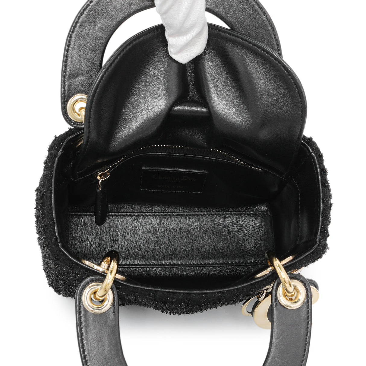 Christian Dior Black Tweed Mini Lady Dior Handbags Christian Dior