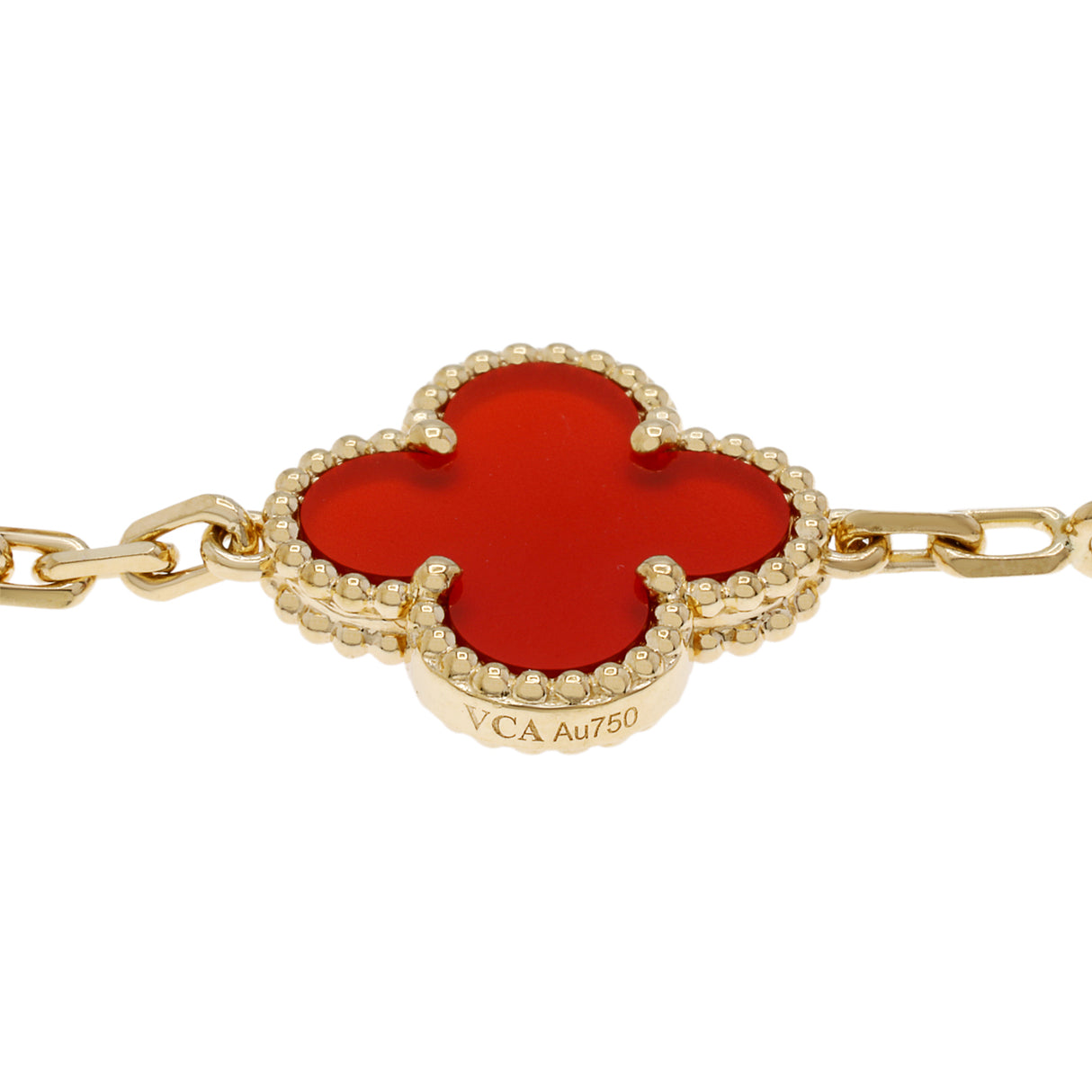 Van Cleef & Arpels 18K Yellow Gold Carnelian 5 Motifs Vintage Alhambra Bracelet Designer Jewellery Van Cleef and Arpels