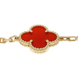 Van Cleef & Arpels 18K Yellow Gold Carnelian 5 Motifs Vintage Alhambra Bracelet Designer Jewellery Van Cleef and Arpels