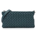 Bottega Veneta Teal Intrecciato Nappa Mini Pouch with Strap Handbags Bottega Veneta