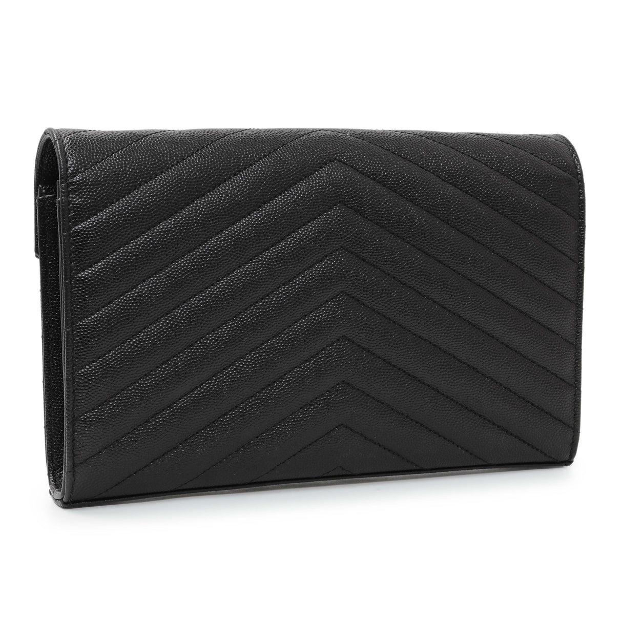-6 items Fri Aug 28 ⬆️- Saint Laurent Black Grain De Poudre Matelasse Chevron Monogram Monochrome Chain Wallet Handbags Saint Laurent