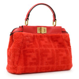 Fendi Orange Shearling FF Mini Peekaboo Iconic Satchel