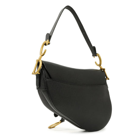 Christian Dior Black Grained Calfskin Saddle Bag