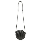 Saint Laurent Black Calfskin Matelasse Chevron Round Vinyle Camera Bag