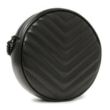 Saint Laurent Black Calfskin Matelasse Chevron Round Vinyle Camera Bag