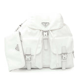 Prada White Re-Nylon Saffiano Medium Backpack with Pouch Handbags Prada