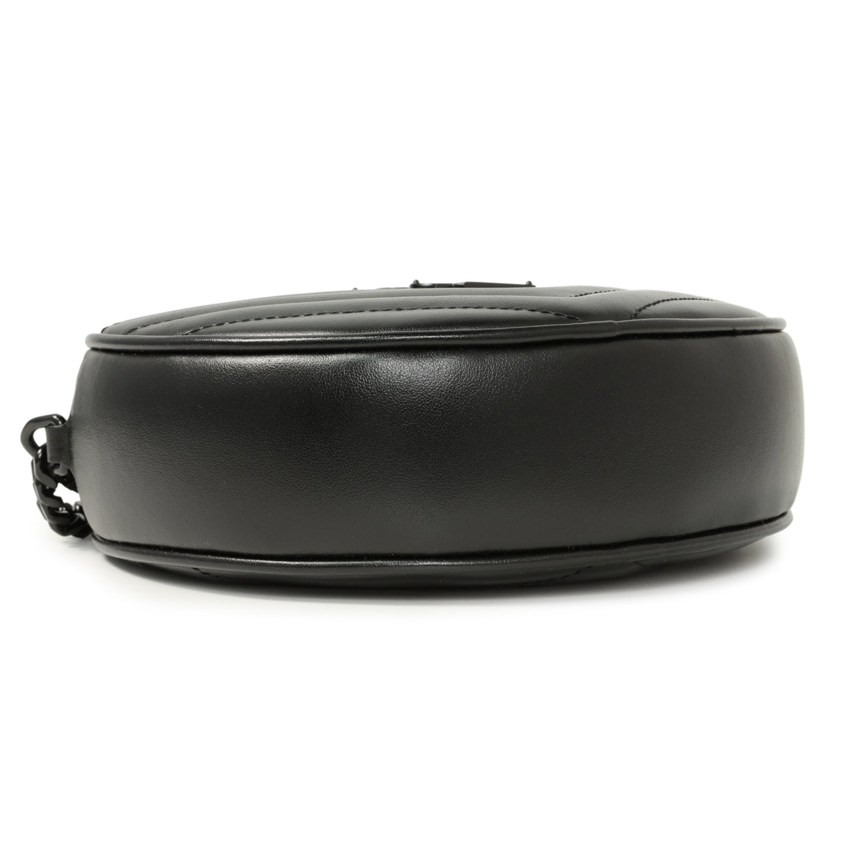 Saint Laurent Black Calfskin Matelasse Chevron Round Vinyle Camera Bag