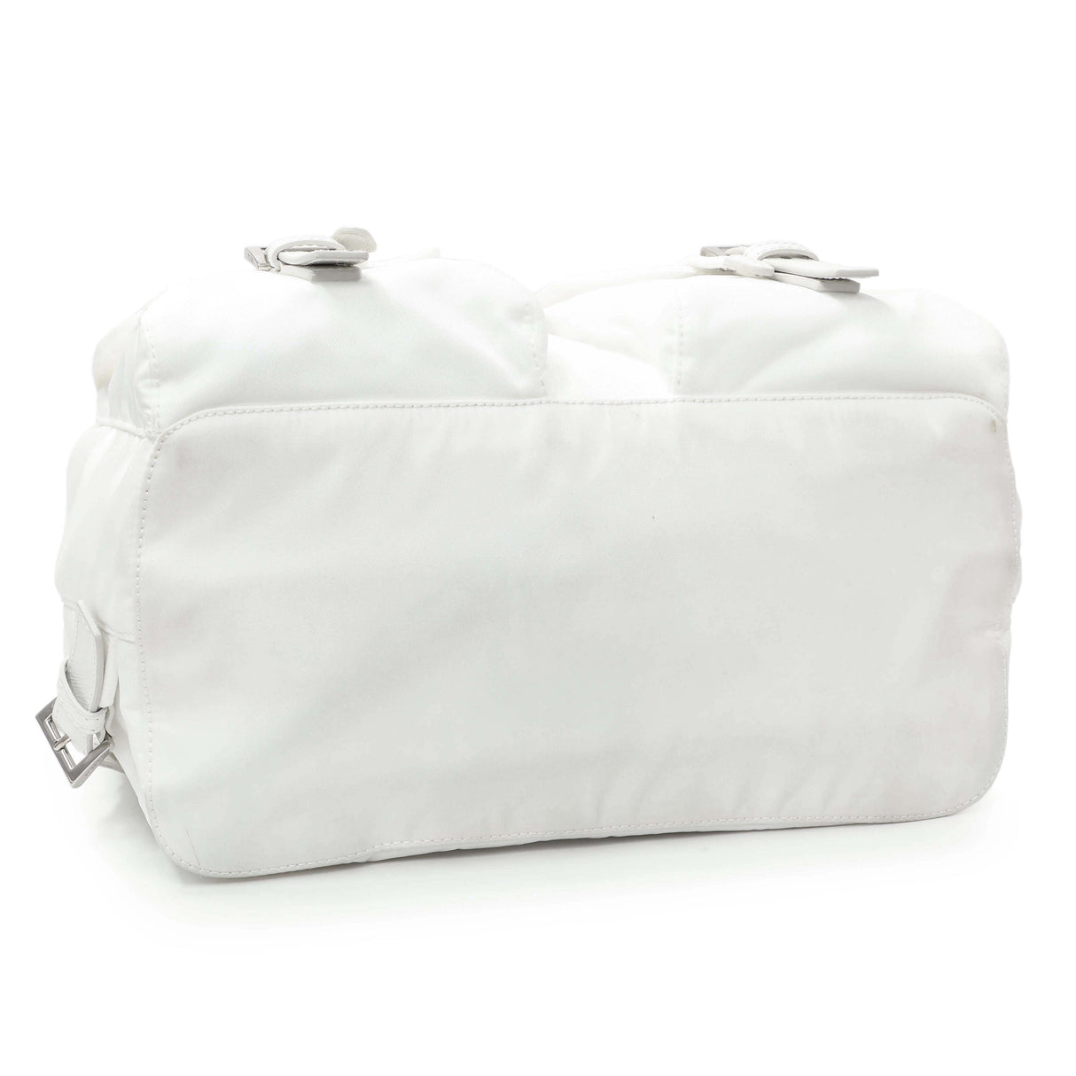 Prada White Re-Nylon Saffiano Medium Backpack with Pouch Handbags Prada