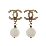 Chanel Pearl Crystal CC Earrings