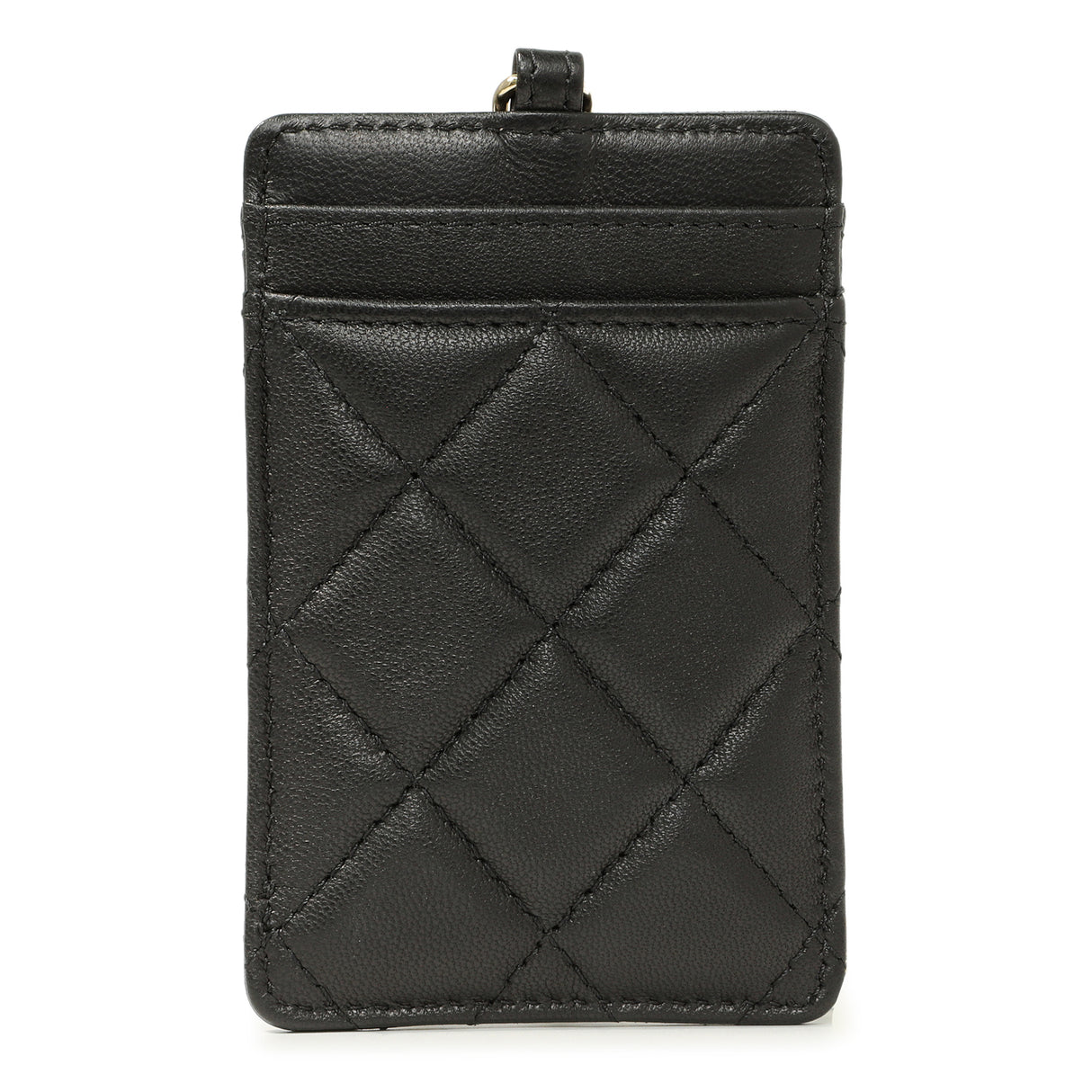 Chanel Black Quilted Lambskin Card Holder on Chain