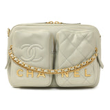 Chanel Grey Quilted Calfskin Small Camera Case