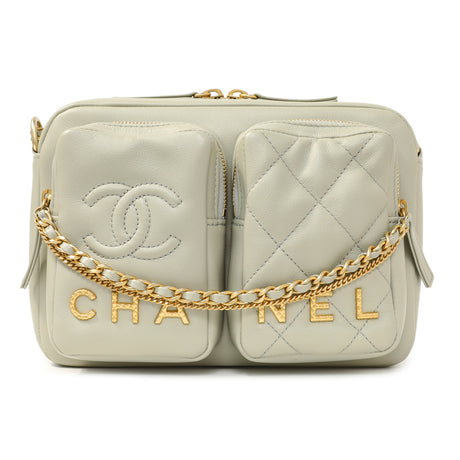 Chanel Grey Quilted Calfskin Small Camera Case