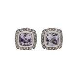 David Yurman Sterling Silver 18K Yellow Gold 7mm Morganite Albion Earrings Designer Jewellery David Yurman