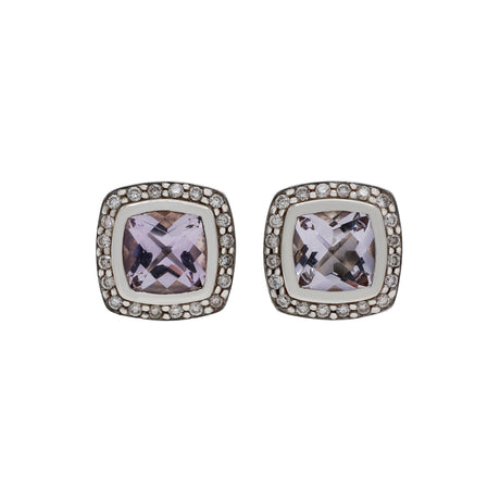 David Yurman Sterling Silver 18K Yellow Gold 7mm Morganite Albion Earrings Designer Jewellery David Yurman