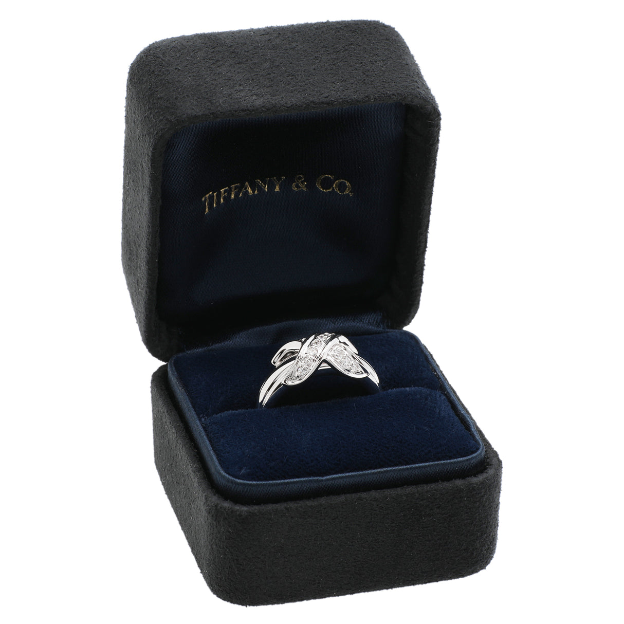 Tiffany & Co. 18K White Gold Diamond Signature X Ring