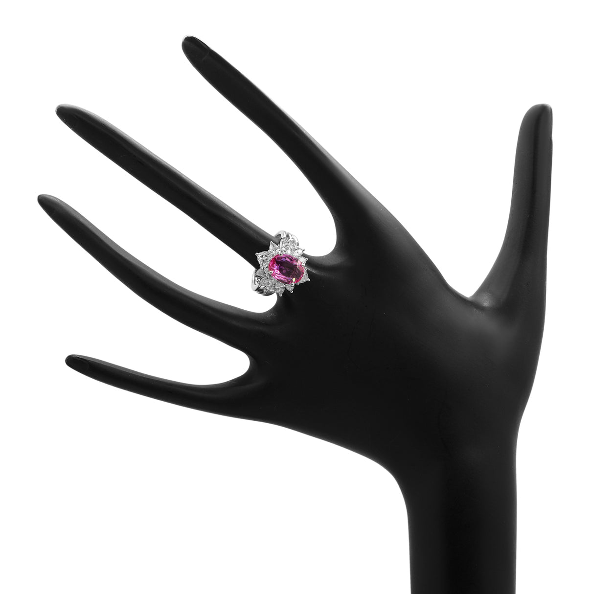 18K White Gold 4.12 Carat Pink Sapphire Ring