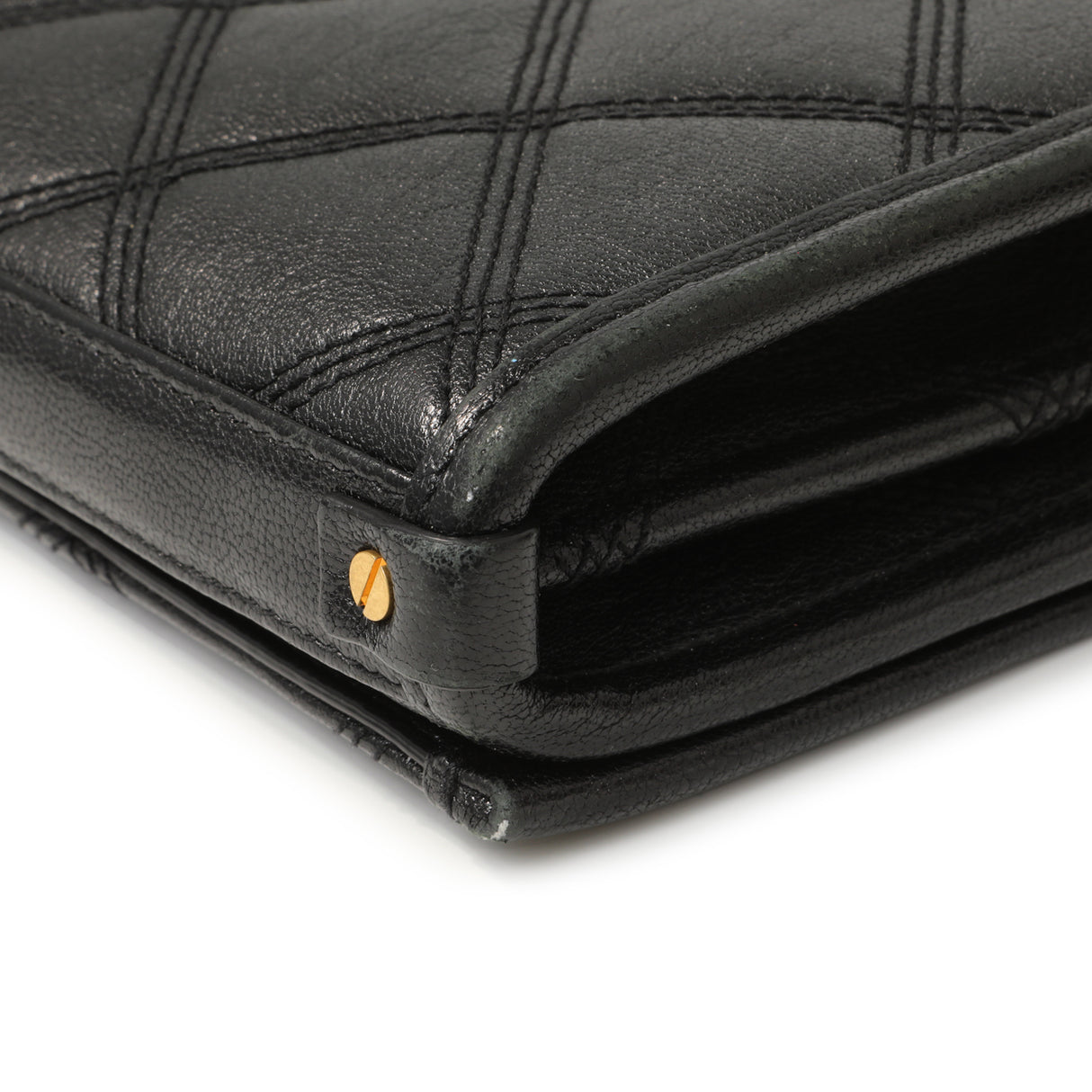 Saint Laurent Black Lambskin Diamond Quilted Becky Chain Wallet