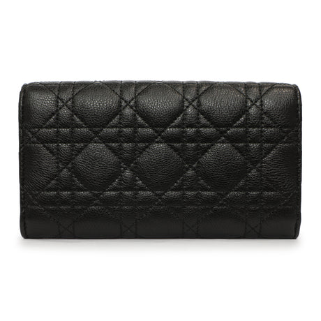 Christian Dior Black Supple Calfskin Cannage Caro Wallet